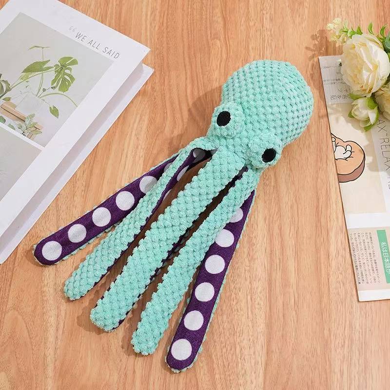 Plüsch-Oktopus für Hunde – Robustes Hundespielzeug mit Quietscher zum Spielen und Kauen