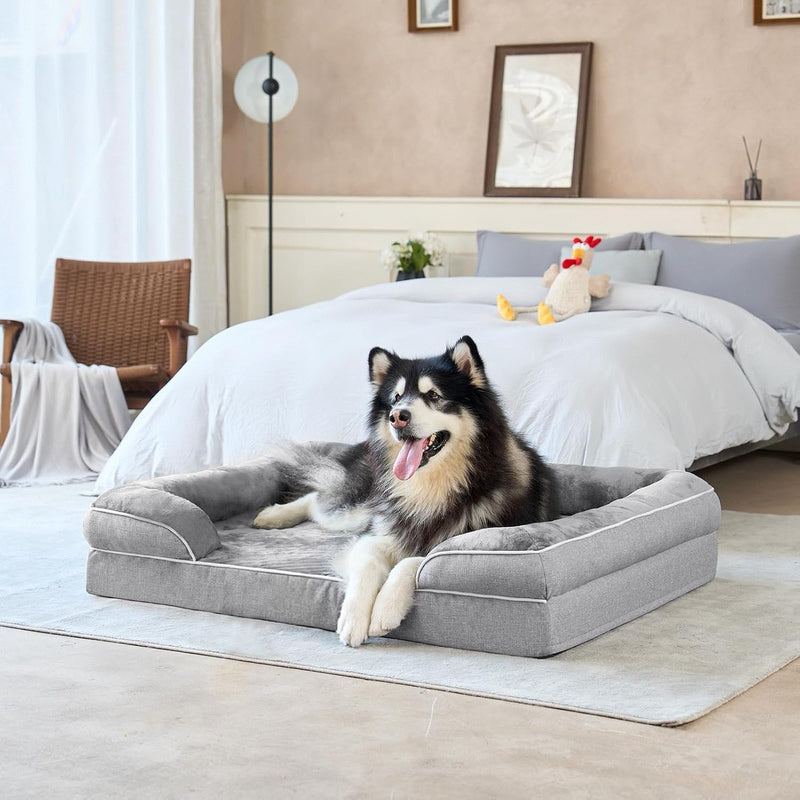 Orthopädisches Hundebett – Wasserdichtes Memory Foam Hundebett mit waschbarem Bezug, Gel-Memory-Schaum & rutschfester Unterseite für kleine & große Hunde