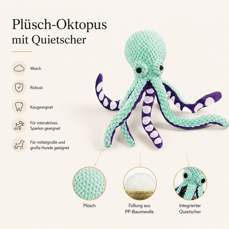 Plüsch-Oktopus Hundespielzeug mit Quietscher