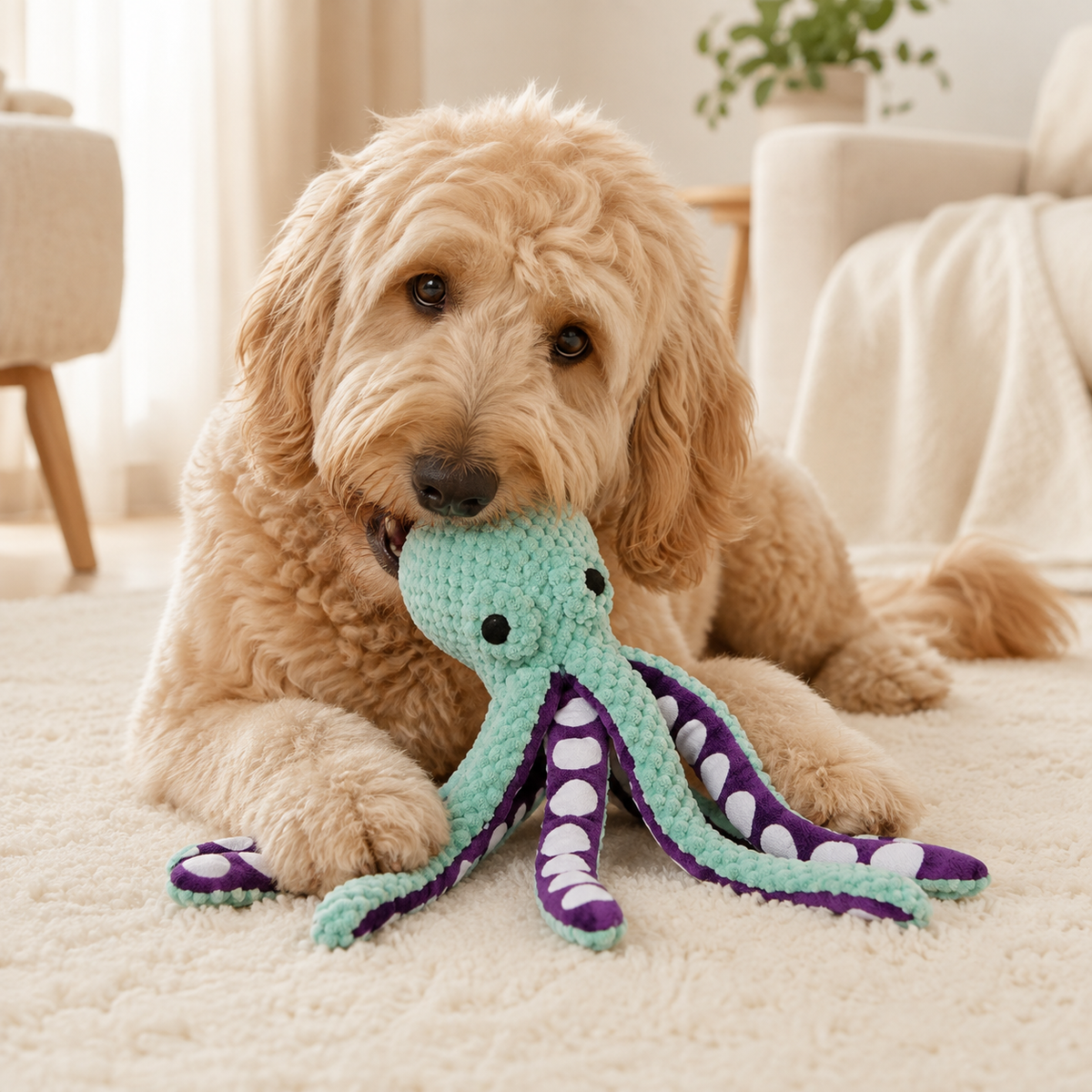Plüsch-Oktopus Hundespielzeug mit Quietscher
