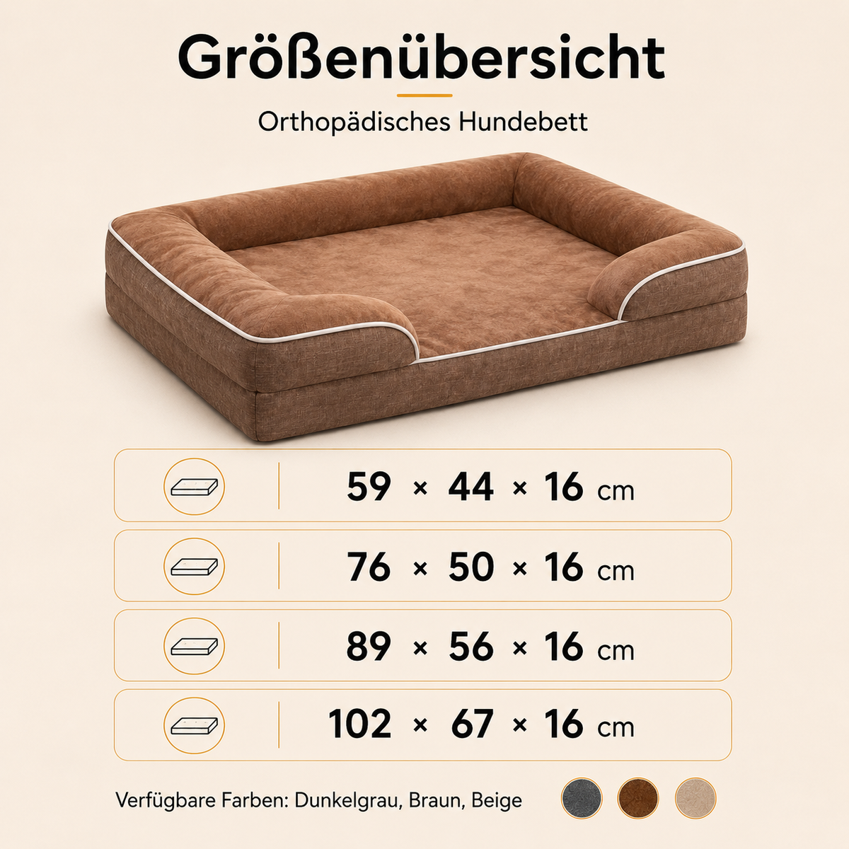 Orthopädisches Hundebett mit Gel-Memory-Foam