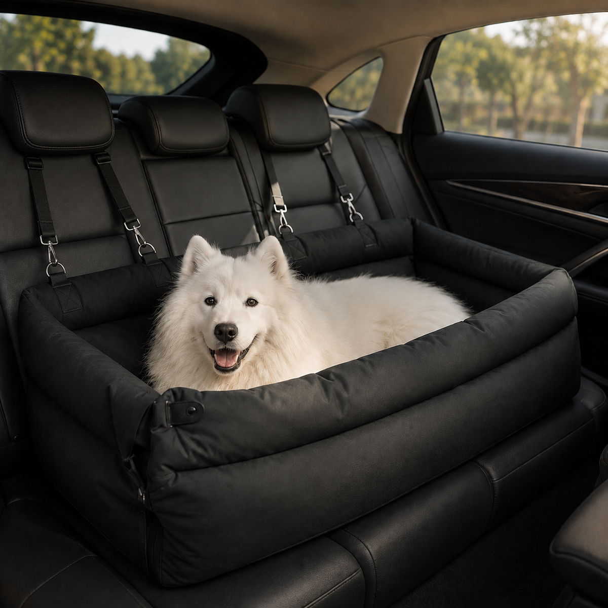 Auto-Hundebett mit Befestigungsgurten