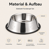Rutschfestes Edelstahl Hundenapf Set