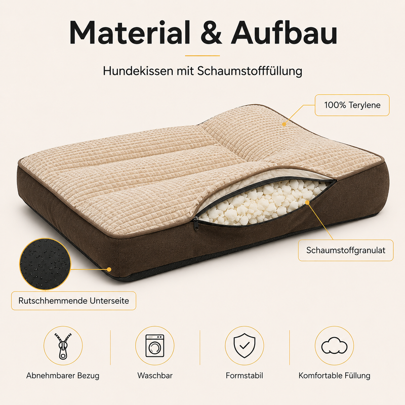 Waschbares Hundekissen mit Schaumstofffüllung