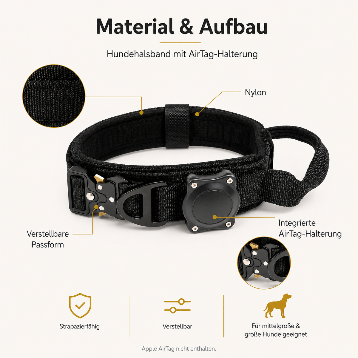 Hundehalsband mit AirTag-Halterung