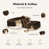 Samt-Halsband & Leinen-Set