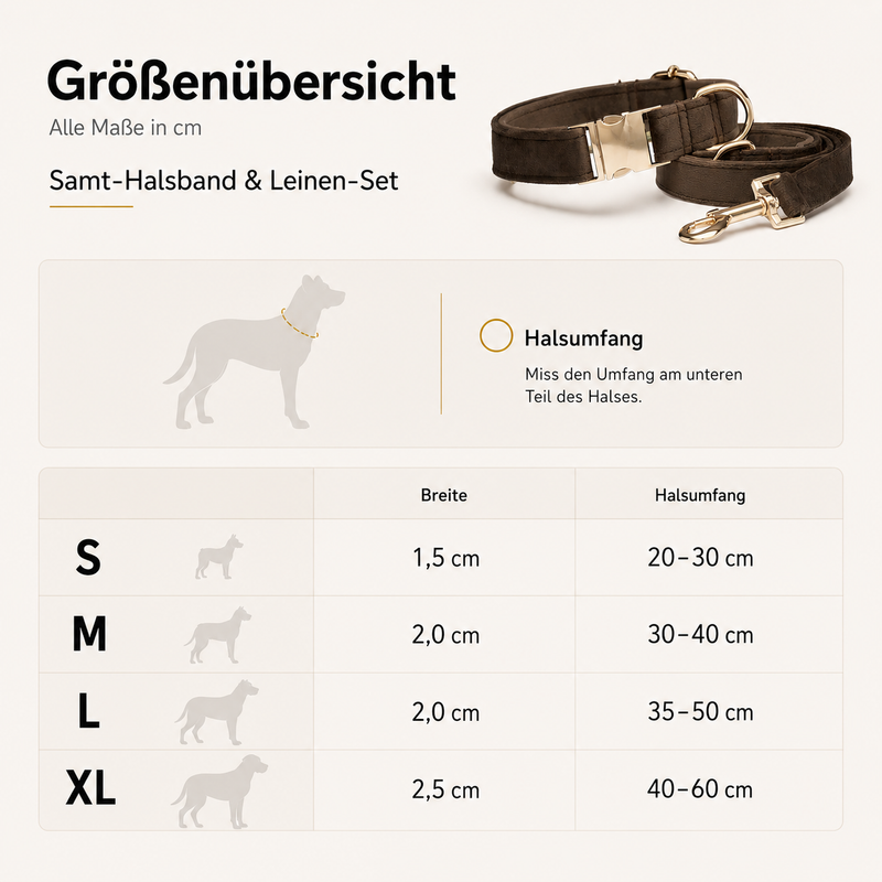 Samt-Halsband & Leinen-Set
