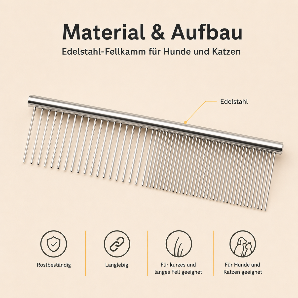 Edelstahl-Fellkamm für Hunde & Katzen