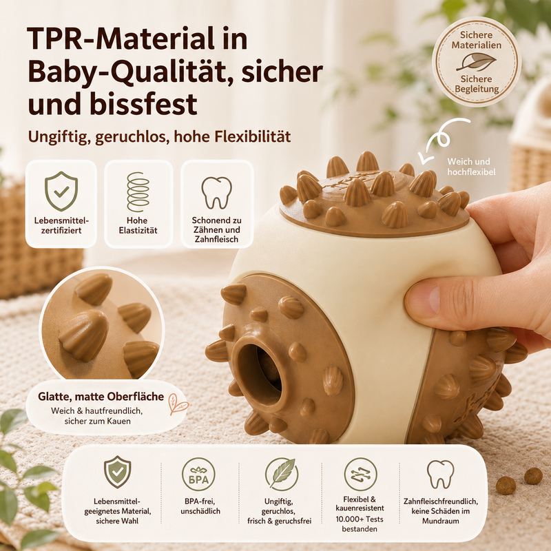 Interaktives Hundespielzeg mit Leckerliausgabe – Kauspielzeug aus TPR zur Zahnpflege & Beschäftigung für Hunde