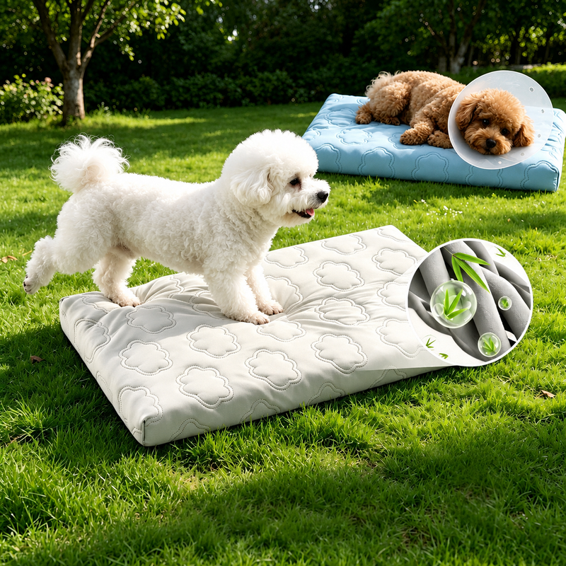 Kühlendes Hundebett & Katzenbett mit Gel-Kühlung – Waschbares Hundebett mit anpassungsfähigem Schaumkern, wasserabweisendem Bezug für kleine & große Hunde