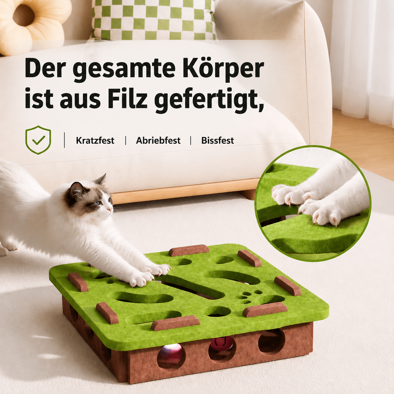 Interaktives Katzenspielzeug – Intelligenzspiel für Katzen mit Bällen und Verstecken