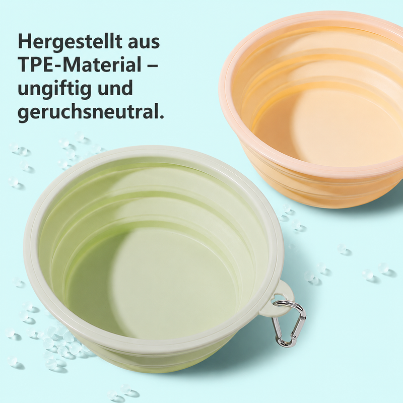 Faltbarer Hundenapf & Katzennapf aus Silikon – Reisenapf für Wasser und Futter, Outdoor Futternapf für Spaziergänge, Camping & Reisen