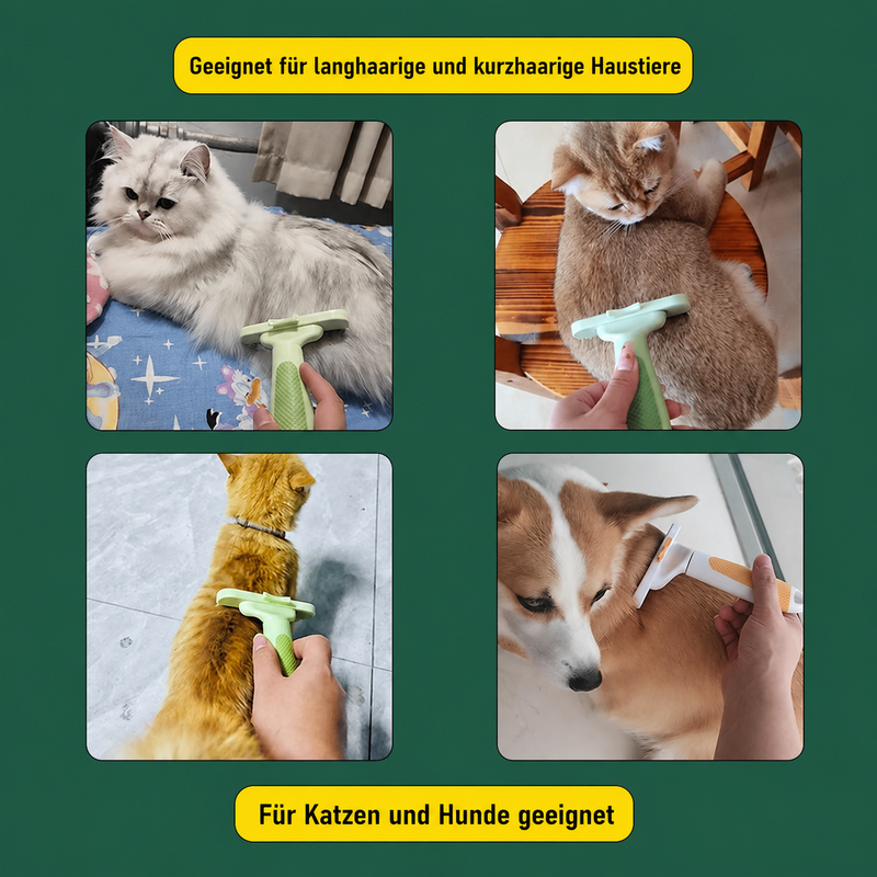 3-in-1 Fellkamm für Hunde & Katzen – Edelstahl Entfilzungskamm zum Bürsten, Ausdünnen und Entwirren