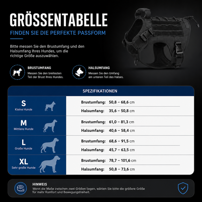 Taktisches Hundegeschirr mit Haltegriff – Verstellbares Mesh-Hundegeschirr aus Polyester für kleine, mittelgroße & große Hunde