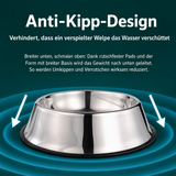 Edelstahl Hundenapf Set – Rutschfester Futternapf und Wassernapf aus Edelstahl für kleine & große Haustiere