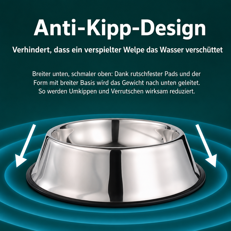 Edelstahl Hundenapf Set – Rutschfester Futternapf und Wassernapf aus Edelstahl für kleine & große Haustiere