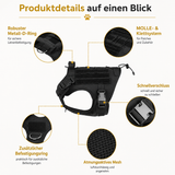 Taktisches Hundegeschirr mit Haltegriff – Verstellbares Mesh-Hundegeschirr aus Polyester für kleine, mittelgroße & große Hunde