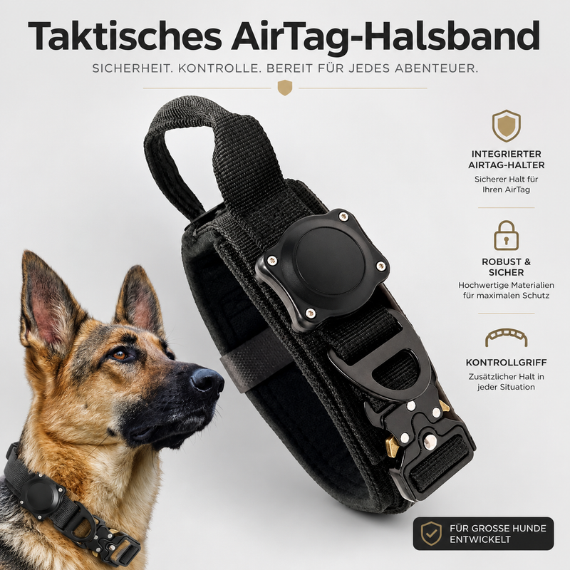Hundehalsband mit AirTag-Halterung – Verstellbares Nylon-Halsband für Hunde mit integriertem Apple AirTag Halter