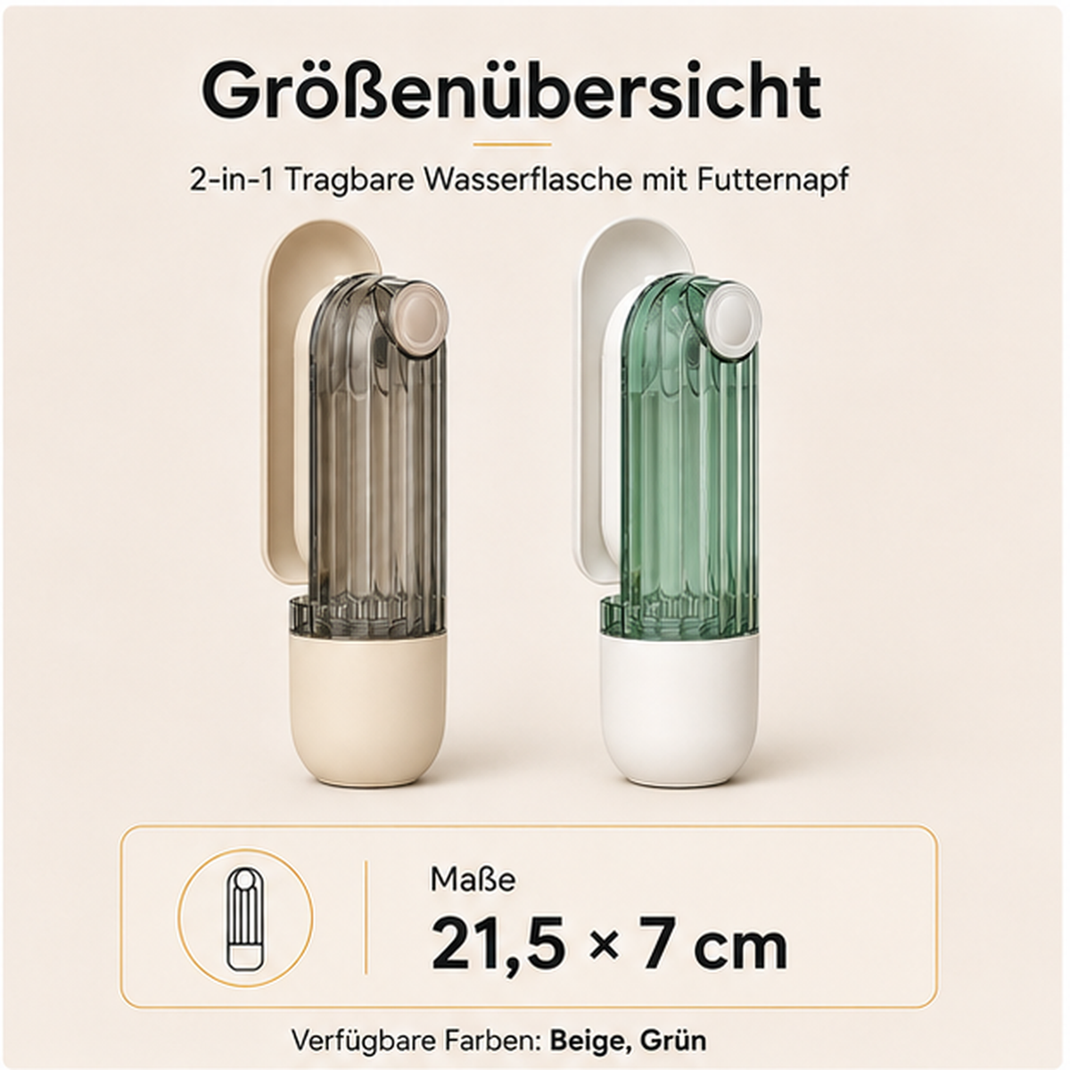 2-in-1 Tragbare Wasserflasche mit Futternapf