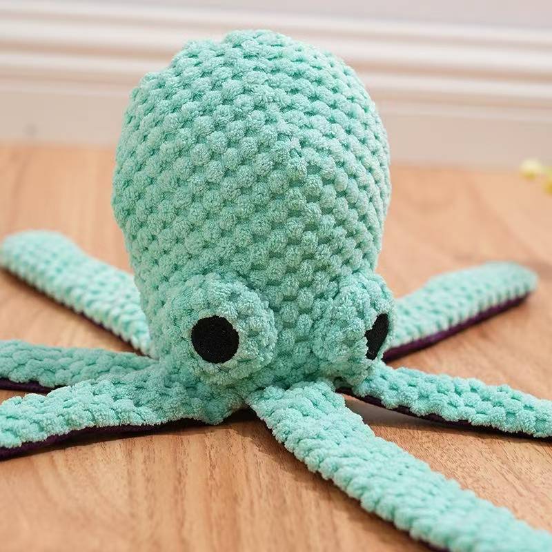 Plüsch-Oktopus für Hunde – Robustes Hundespielzeug mit Quietscher zum Spielen und Kauen