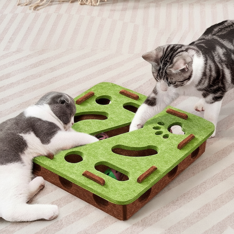Interaktives Katzenspielzeug – Intelligenzspiel für Katzen mit Bällen und Verstecken