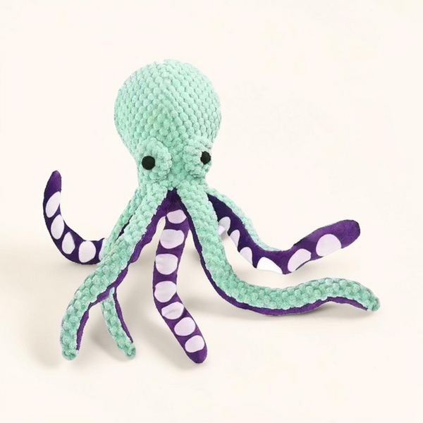 Plüsch-Oktopus für Hunde – Robustes Hundespielzeug mit Quietscher zum Spielen und Kauen